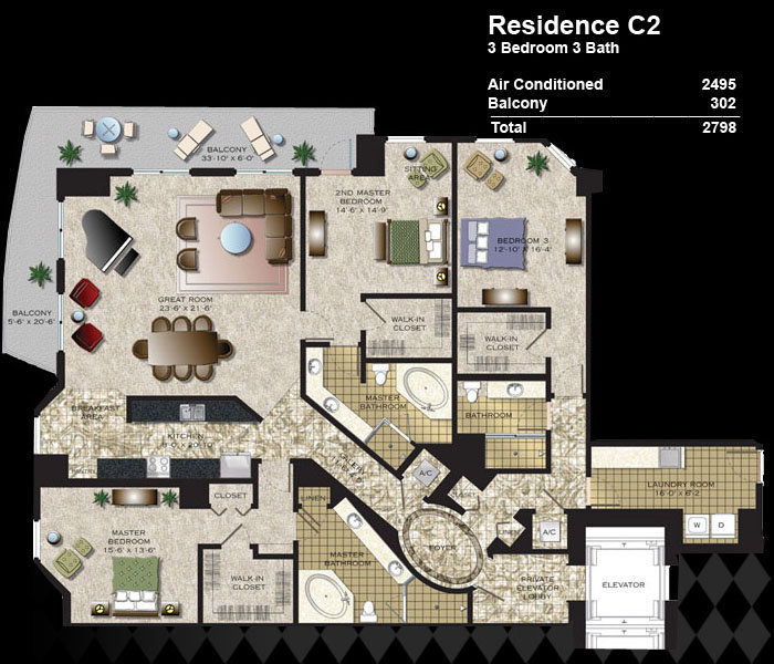 Peninsula 3bed 3bath 2,495sf